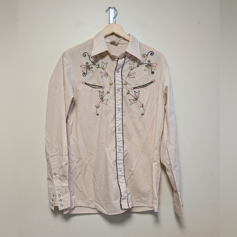 Alife California Embroidered Western Shirt Womens Large Pearl Snap Boho